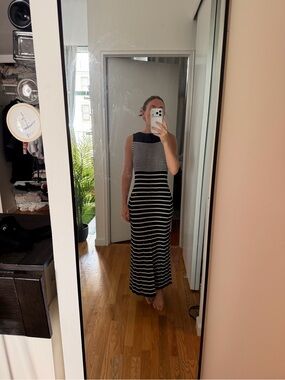 a new day Black and White Striped Sleeveless Maxi Dress